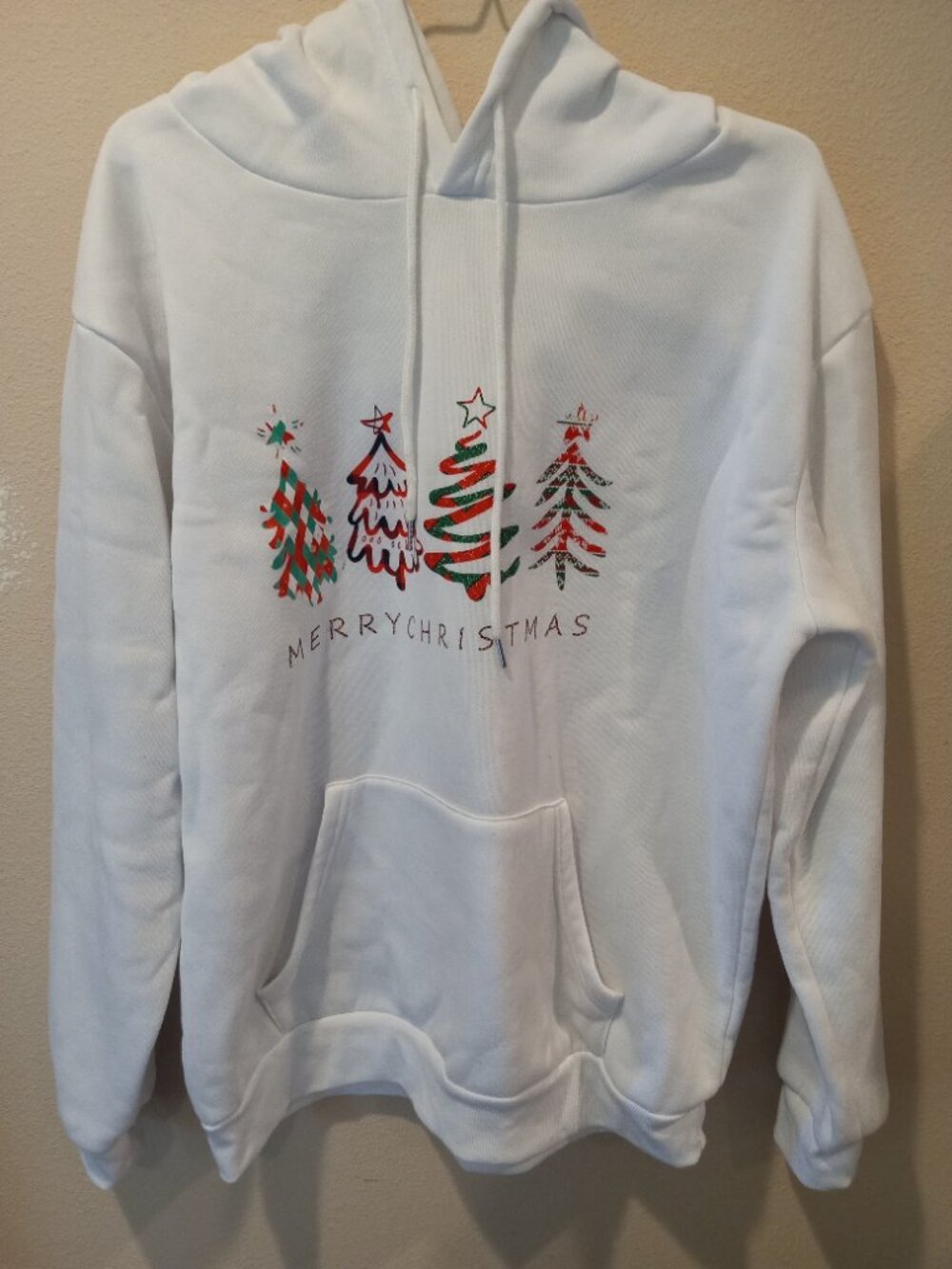 Shein White Christmas Hoodie Size Large